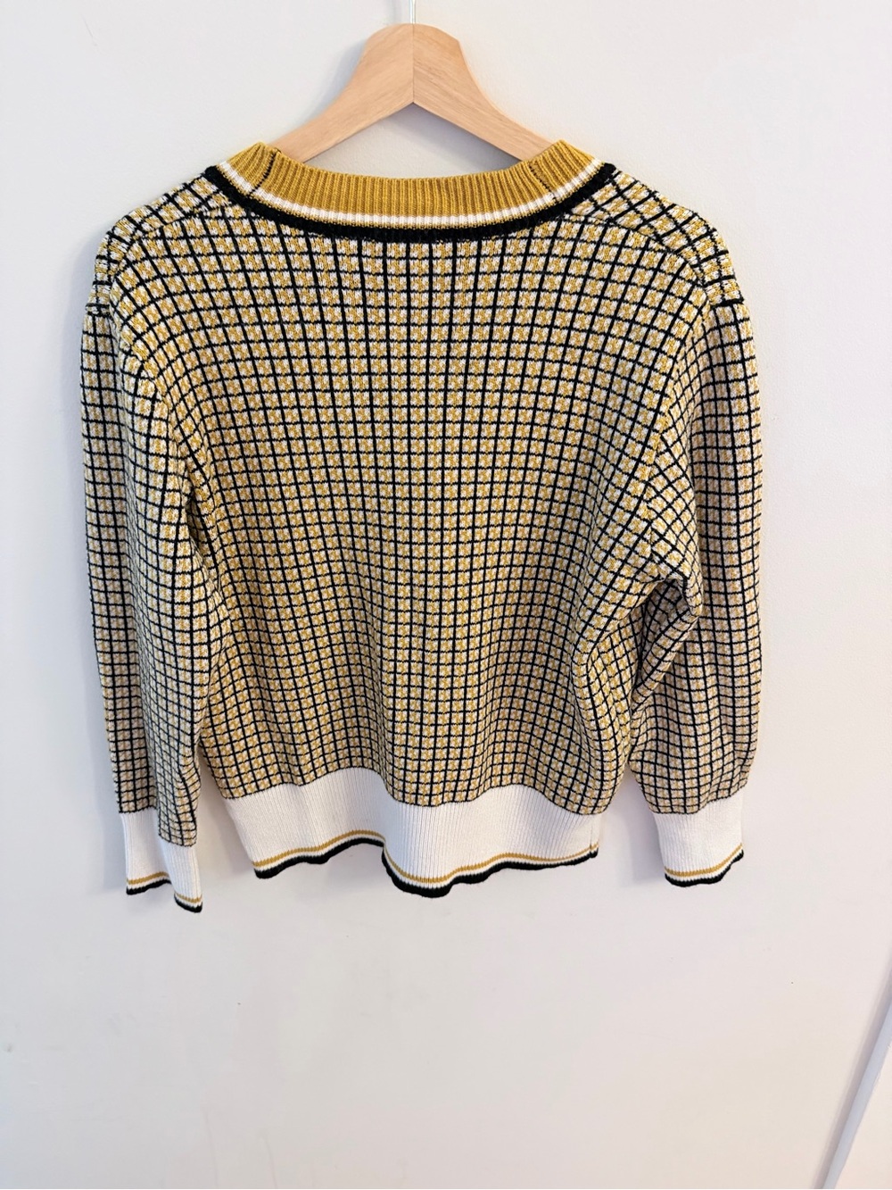 Clueless! Cher Horowitz cardigan Check Knit Cardigan - Yellow/Black/White - Picture 3 of 3